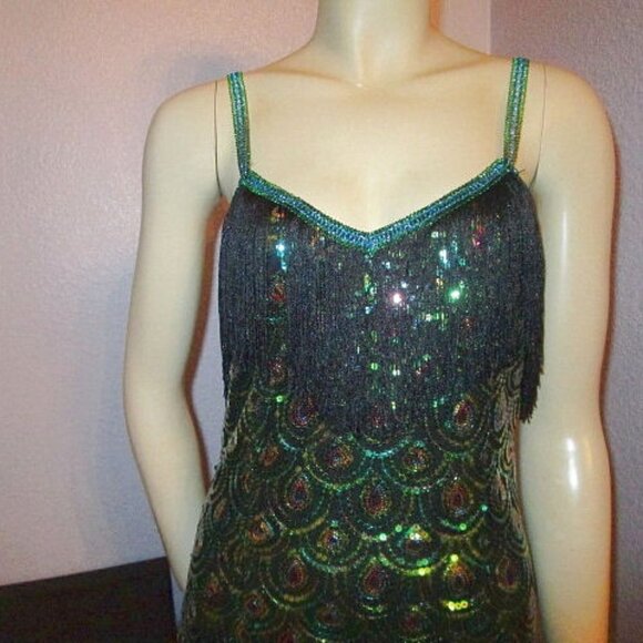 Leg Avenue SEQUINS Flapper Size M DRESS Halloween FRINGE Metallic GATSBY Costume - Picture 3 of 11